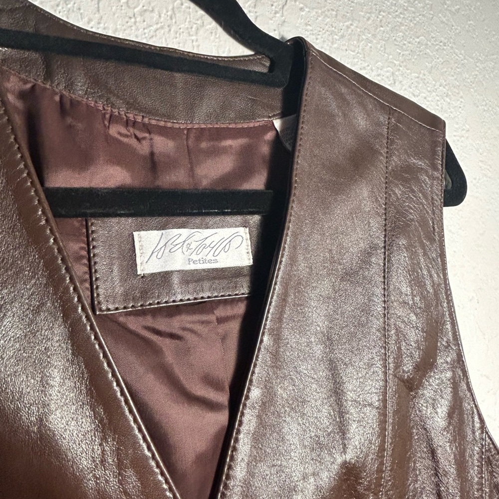 Petites Dark Chocolate Brown Snap Button Vest Up Size 8 - Picture 2 of 4